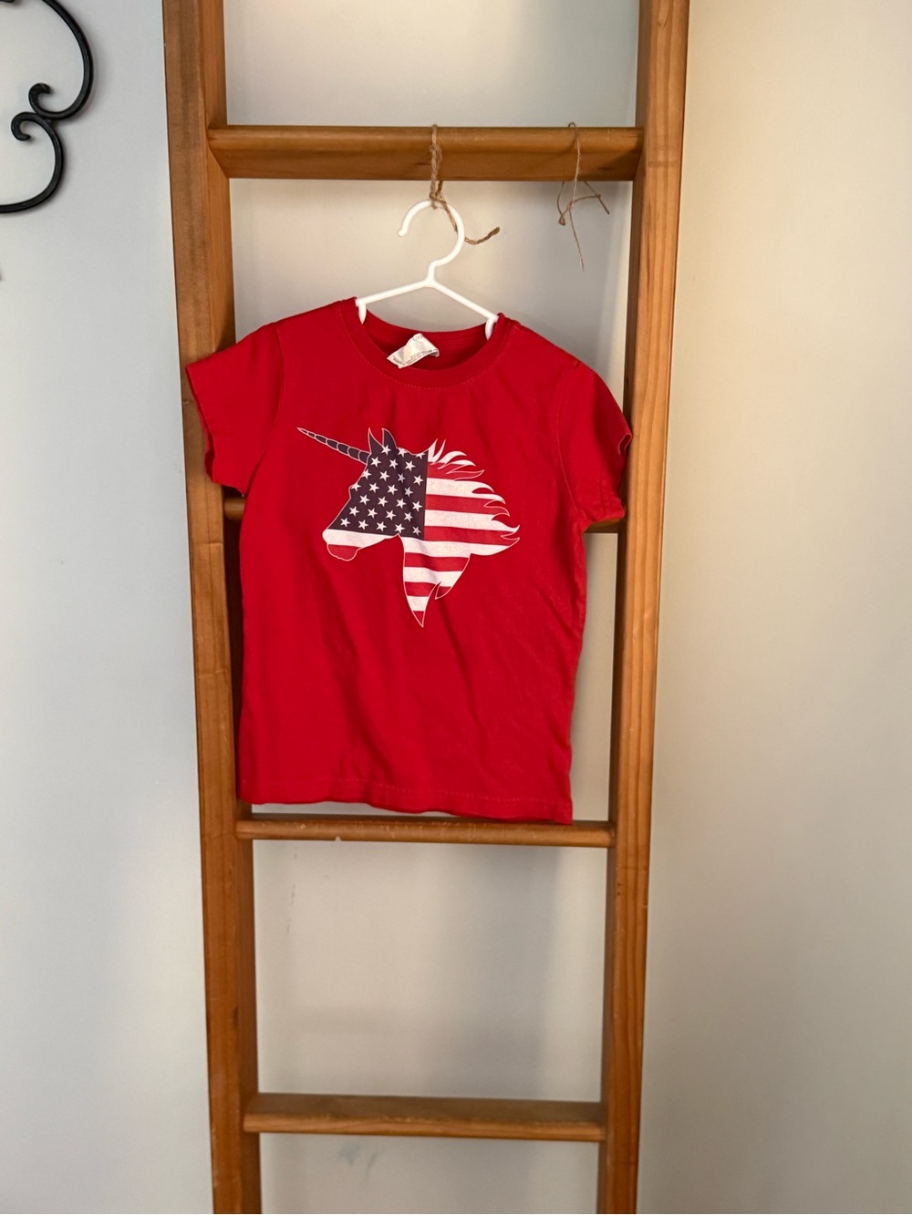 OshKosh B'gosh Bright Red Unicorn Flag Short Sleeve Tee
